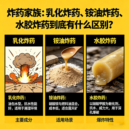 新北炸药家族：乳化炸药、铵油炸药、水胶炸药到底有什么区别？